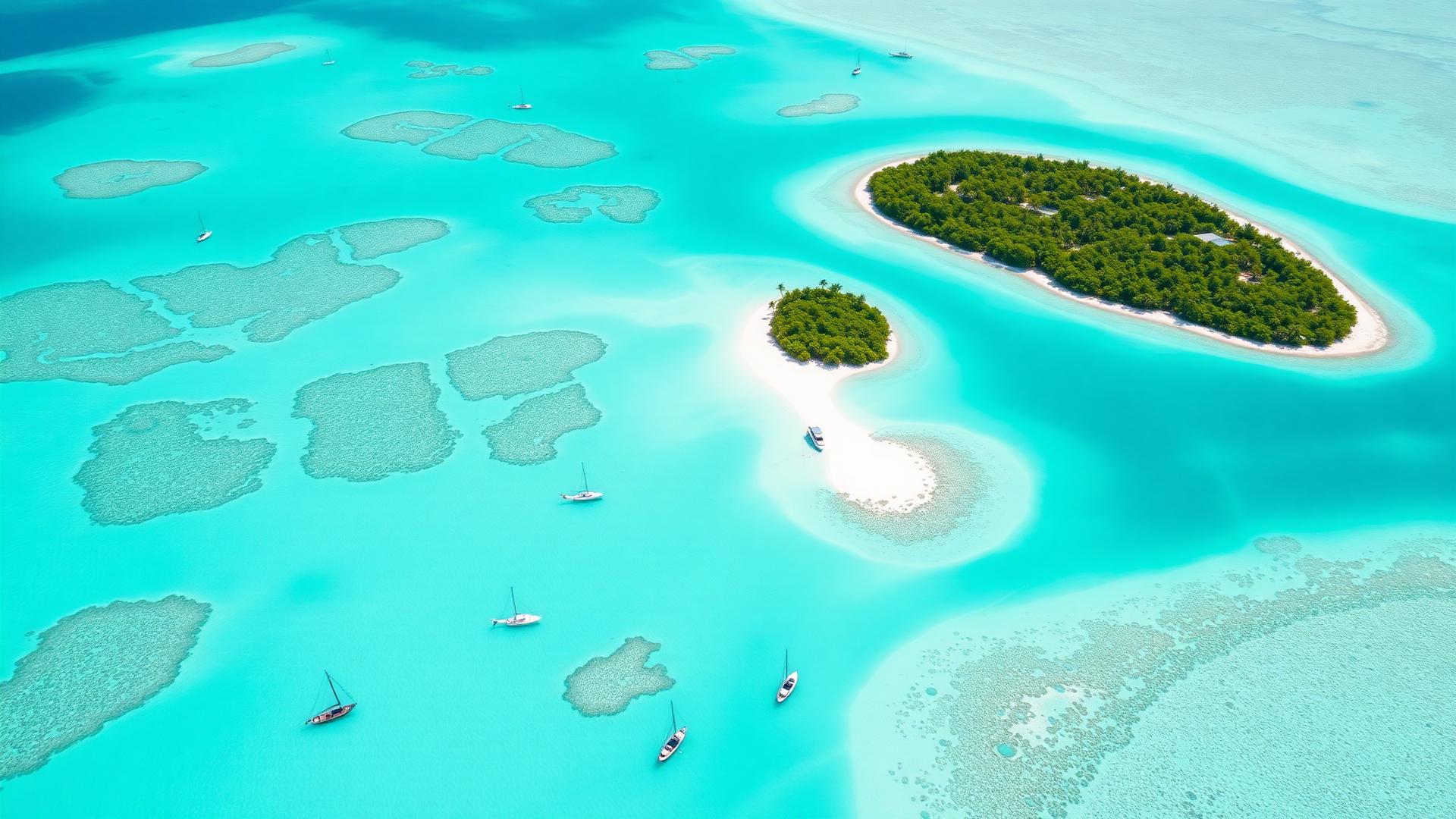 Aerial view of Bahamas islands